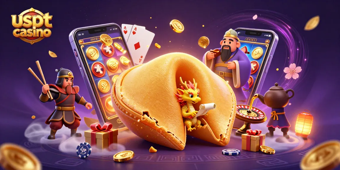 I giocatori esplorano un casino usdt con slot, carte e bonus dorati in un'atmosfera festosa.