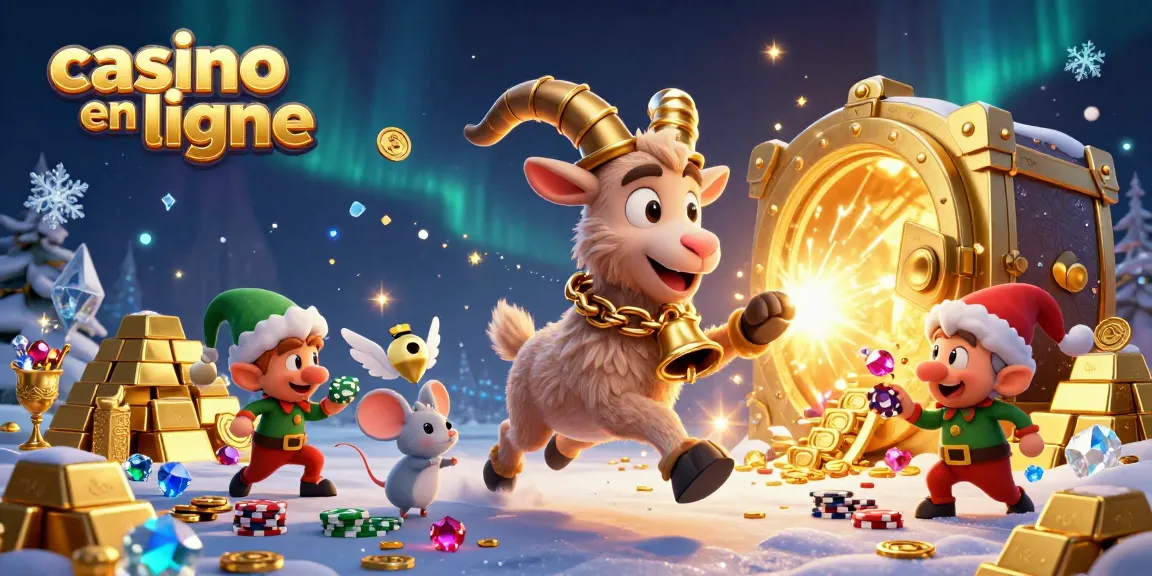 Jouez au casino en ligne avec des personnages festifs et de nombreux trésors éclatants scéniques.