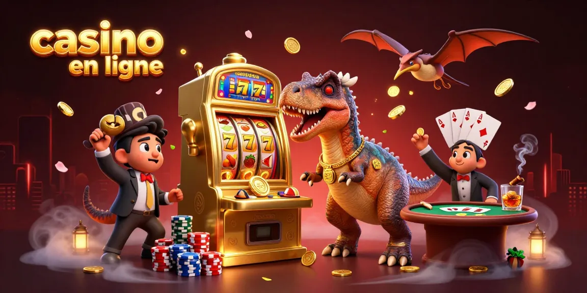 Le pachycephalosaurus joue aux machines à sous dans un casino en ligne vibrant.