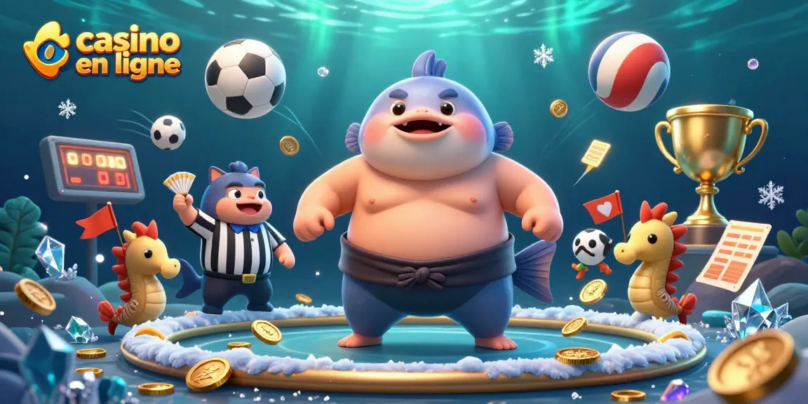 Casinos en ligne : Fête de l'argent avec des éléments de jeu et d'animation aquatique.
