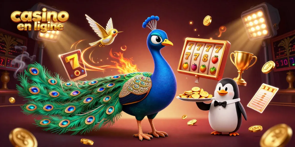 Plongez dans le monde captivant du casino en ligne avec cette illustration de personnages et d'éléments de jeu fascinants.
