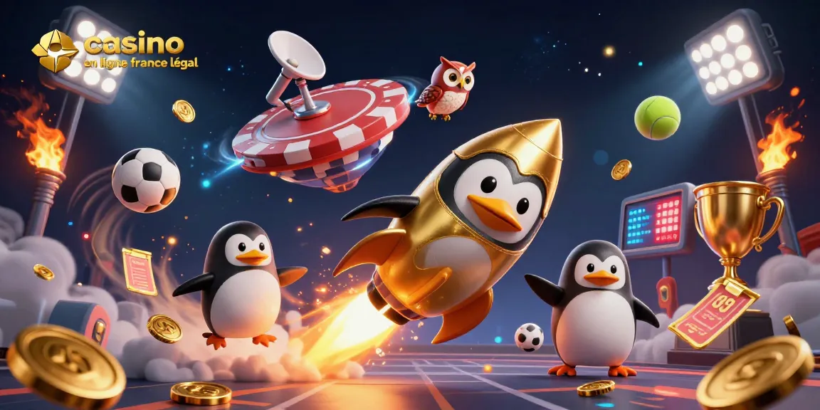 Jouez sur un casino en ligne France légal où un pingouin remporte des pièces d'or.