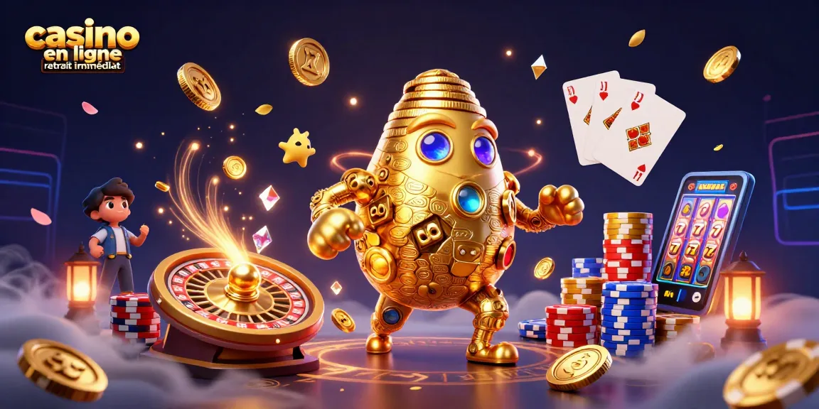 Gagnez avec casino en ligne retrait immédiat, illustration immersive de jeux de casino.