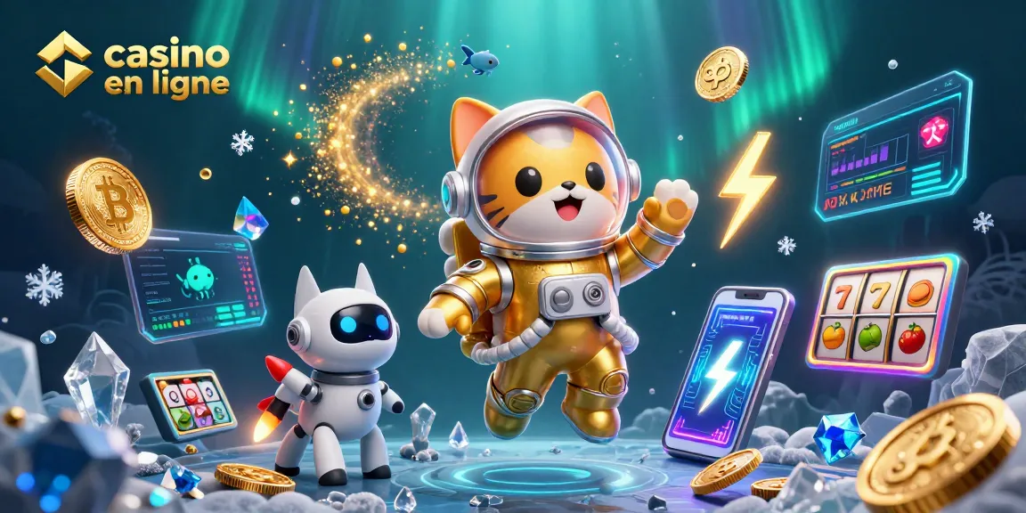 Explorez le monde du casino en ligne avec un chat astronaute et un chien robot. Profitez des jeux de hasard!