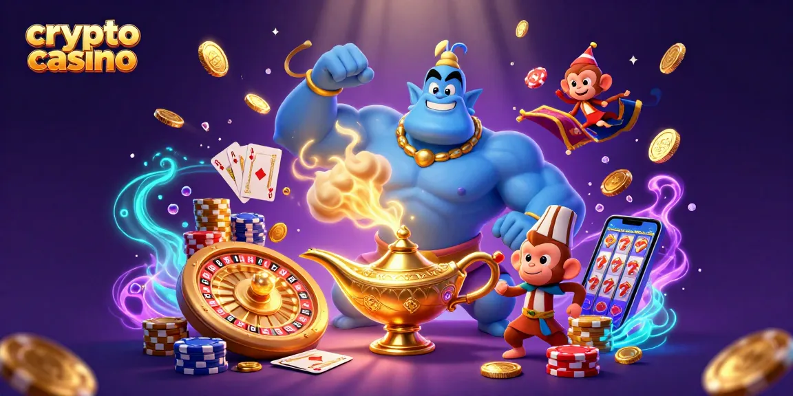 Faites l'expérience de l'excitation d'un casino crypto avec des personnages magiques, des jetons de poker et des pièces d'or.