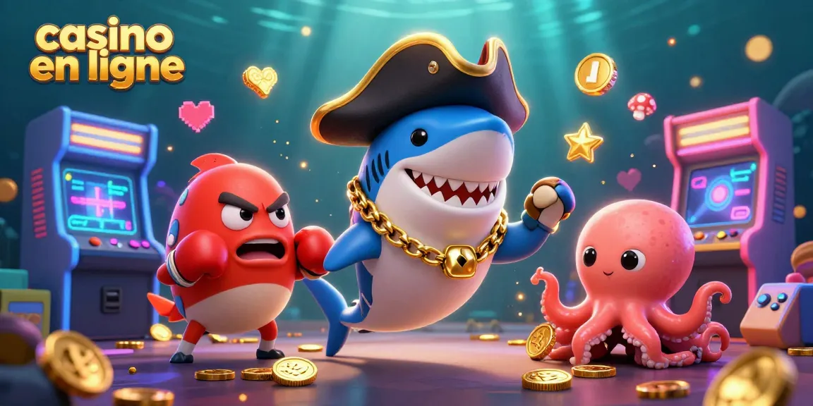 Explorez le casino en ligne avec cet adorable requin pirate et ses amis marins en pleine aventure ludique.
