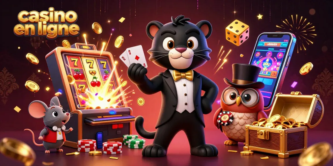 Attrapez la magie du casino en ligne avec une illustration 3D captivante de personnages jouant aux cartes.