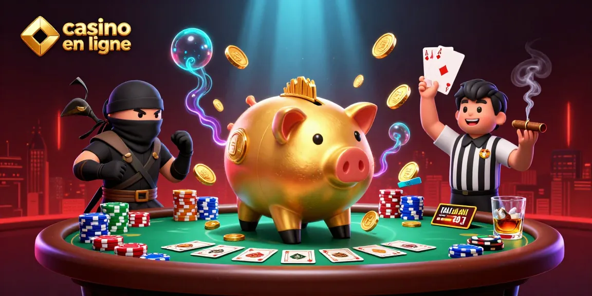 Visualisez le casino en ligne avec des personnages de jeu colorés et dynamiques, mettant en avant le poker.