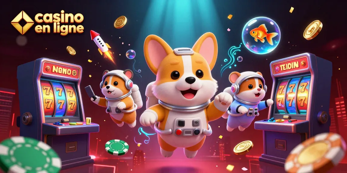 Jouer dans un casino en ligne futuriste avec des personnages 3D amusants et des éléments de jeu flottants.