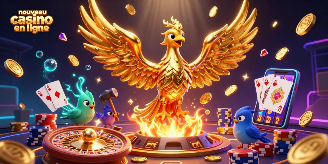 Découvrez un nouveau casino en ligne avec un phénix doré et des éléments de jeux captivants.