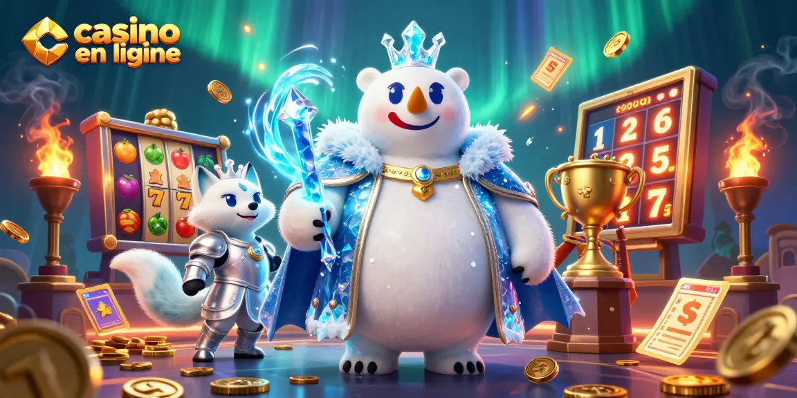 Découvrez l'excitation des jeux de casino en ligne avec ce roi polaire et son compagnon en pleine action.